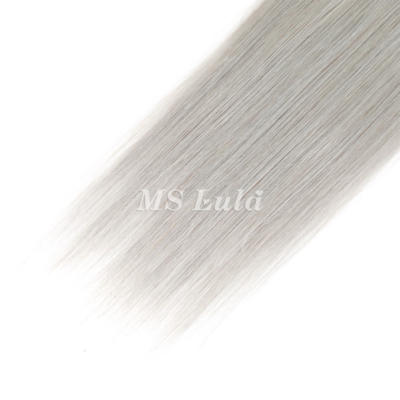 4X4 Silver Grey Virgin Hair Natural Straight Lace Closure - 图片 3